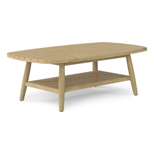 Pemberly Row 43&quot Wide Contemporary Outdoor Coffee Table in Light Teak
