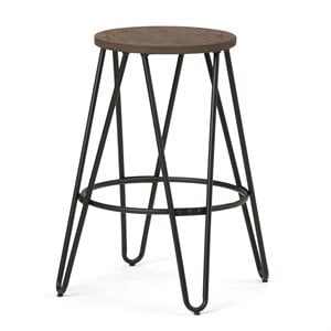 Pemberly Row 24&quot Industrial Counter Stool in Cocoa Brown and Black