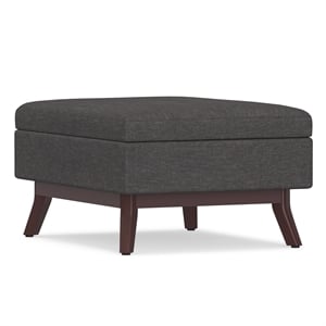 Pemberly Row Linen Look Coffee Table Storage Ottoman in Slate Gray