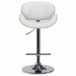 Pemberly Row Adjustable Swivel Bentwood Bar Stool in White Vegan Leather