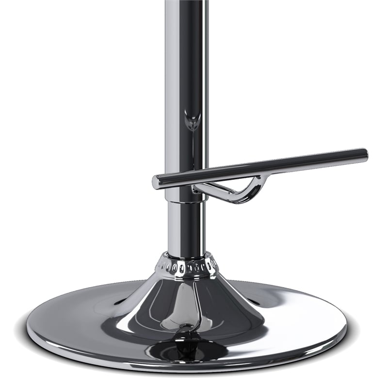Pemberly Row Adjustable Swivel Bentwood Bar Stool in White Vegan Leather