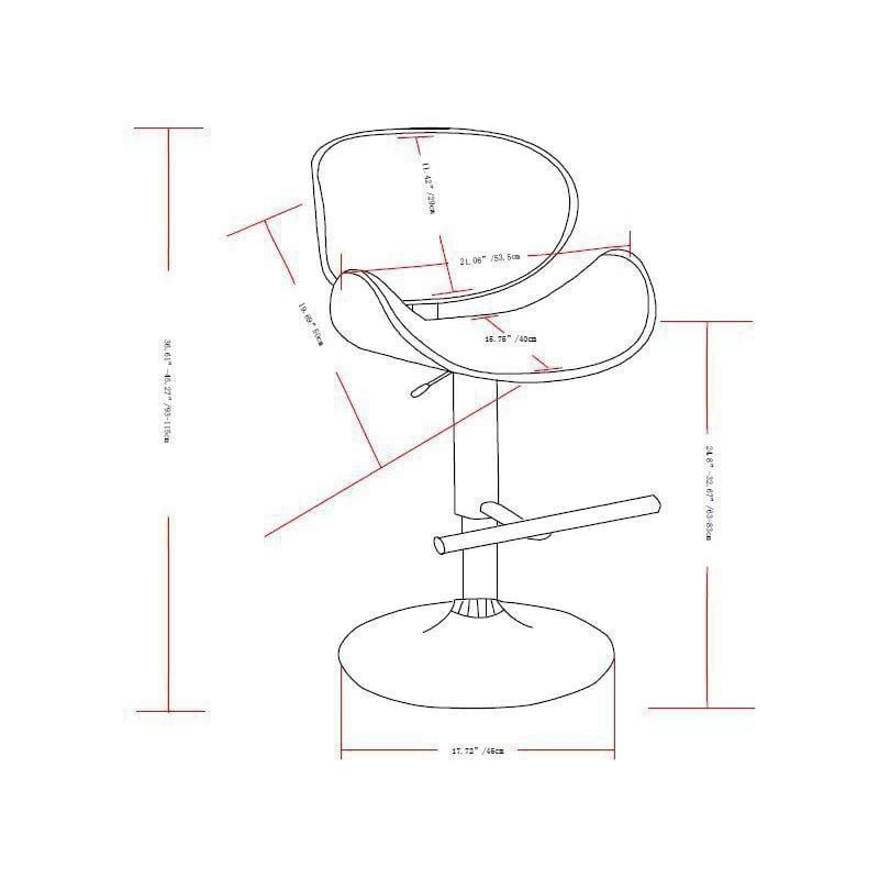 Pemberly Row Adjustable Swivel Bentwood Bar Stool in White Vegan Leather
