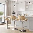 Pemberly Row Adjustable Swivel Bentwood Bar Stool in White Vegan Leather