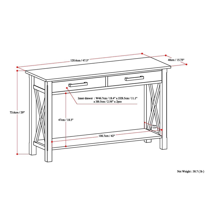 Pemberly Row Solid Wood Transitional Console Table in Distressed Gray