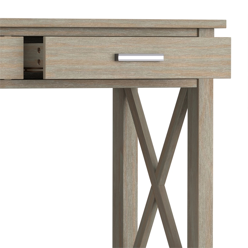 Pemberly Row Solid Wood Transitional Console Table in Distressed Gray