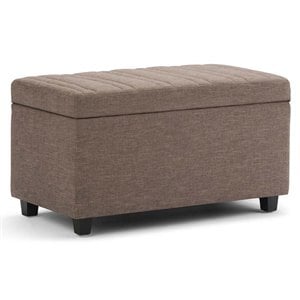 Pemberly Row Contemporary Fabric Storage Ottoman Bench in Fawn Brown