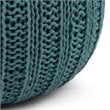 Pemberly Row Boho Round Hand Knit Pouf Ottoman in Teal Cotton
