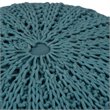 Pemberly Row Boho Round Hand Knit Pouf Ottoman in Teal Cotton