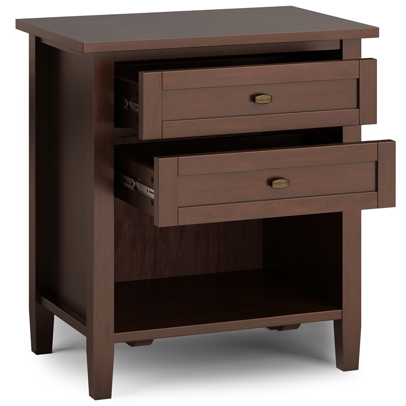 Pemberly Row Transitional Solid Wood Bedside Table in Russet Brown