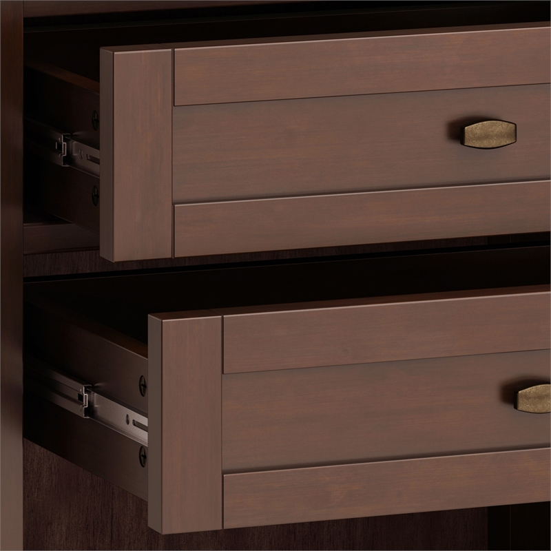 Pemberly Row Transitional Solid Wood Bedside Table in Russet Brown