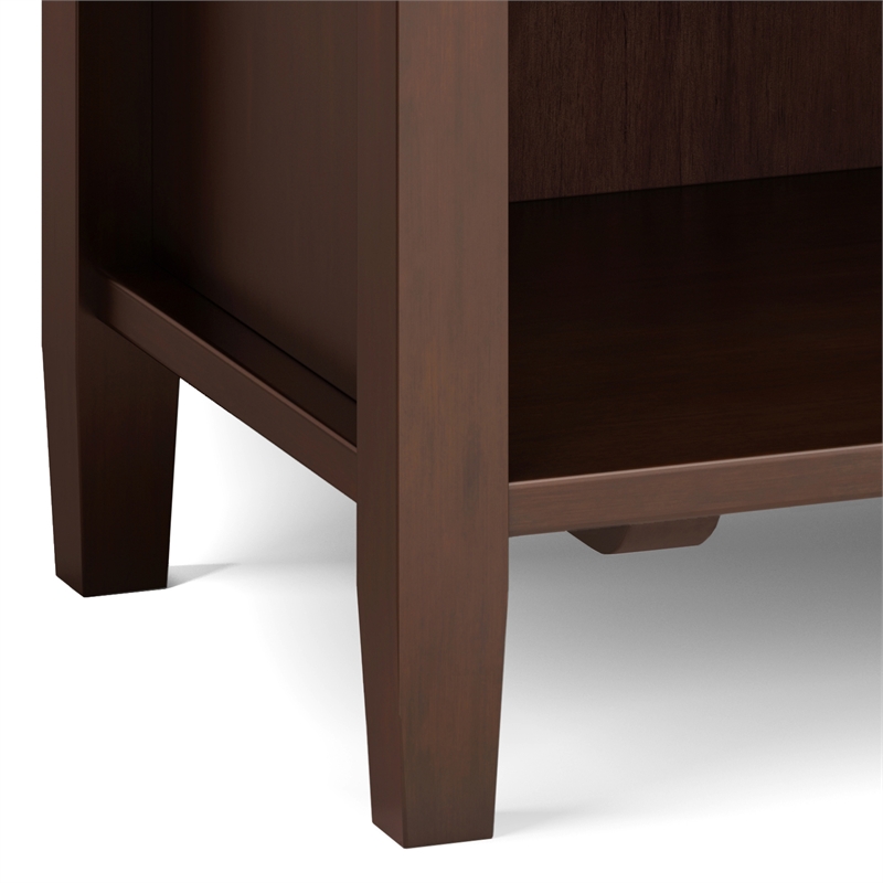 Pemberly Row Transitional Solid Wood Bedside Table in Russet Brown