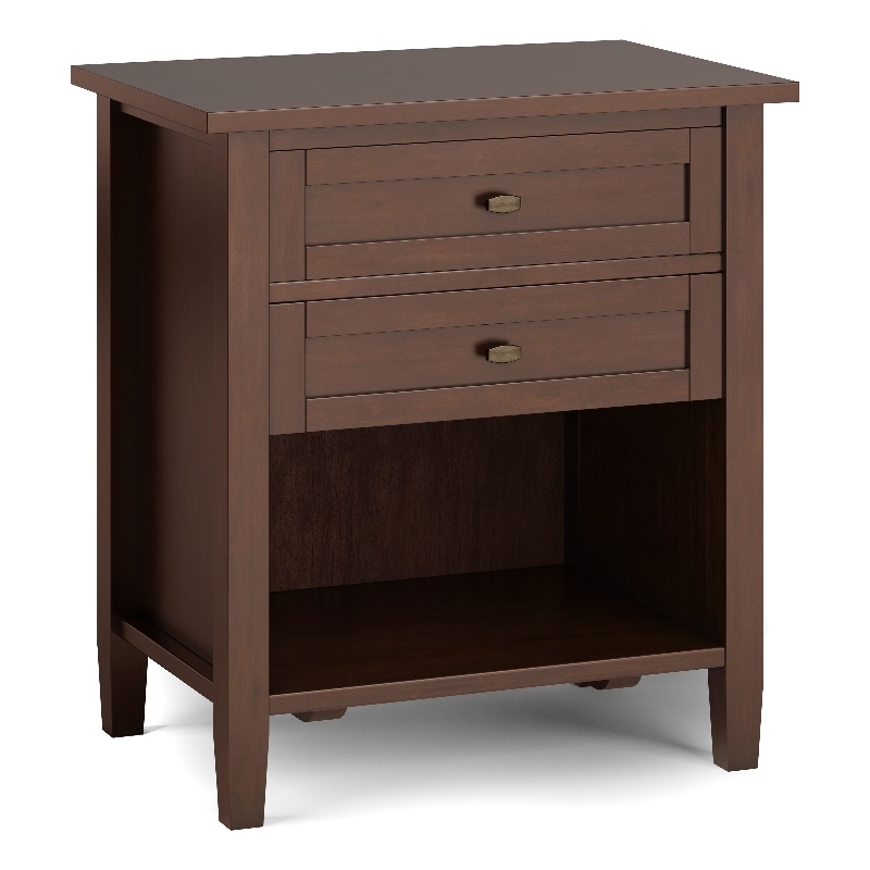 Pemberly Row Transitional Solid Wood Bedside Table in Russet Brown