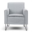 Pemberly Row Solid Wood Accent Chair with Hairpin Legs in Cool Gray