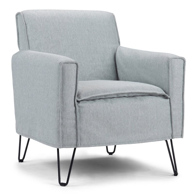 Pemberly Row Solid Wood Accent Chair with Hairpin Legs in Cool Gray