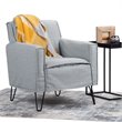 Pemberly Row Solid Wood Accent Chair with Hairpin Legs in Cool Gray