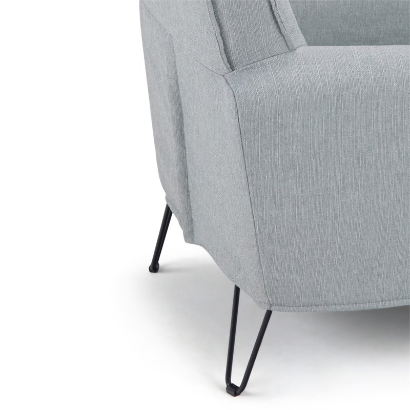 Pemberly Row Solid Wood Accent Chair with Hairpin Legs in Cool Gray