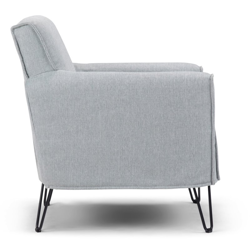 Pemberly Row Solid Wood Accent Chair with Hairpin Legs in Cool Gray