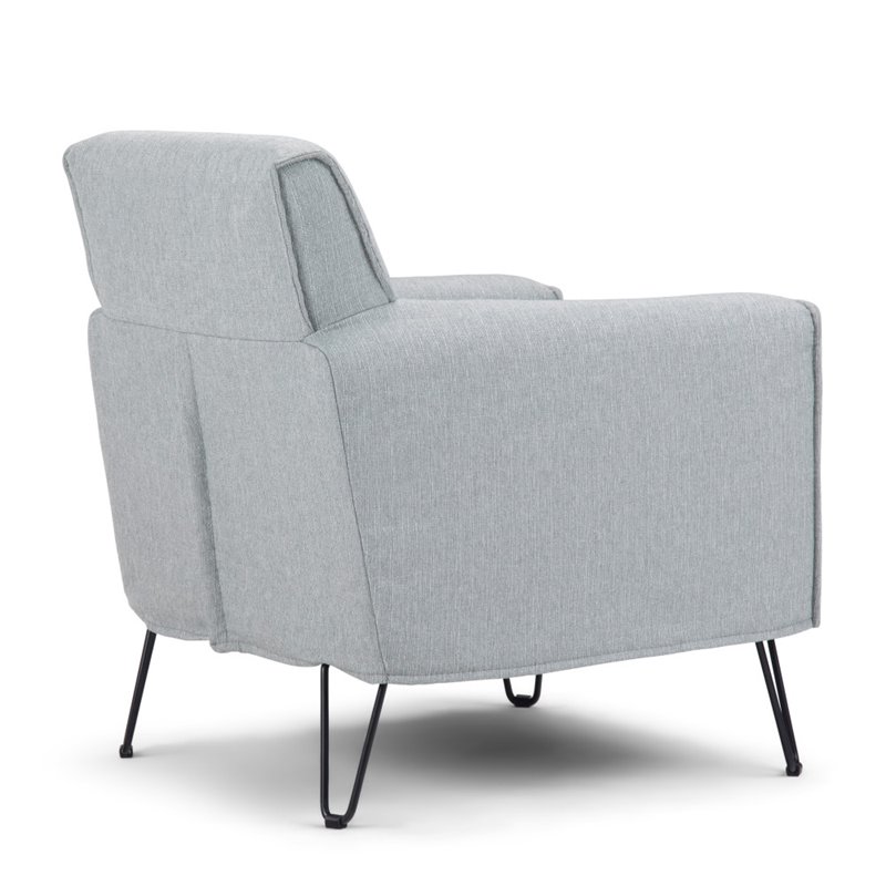 Pemberly Row Solid Wood Accent Chair with Hairpin Legs in Cool Gray