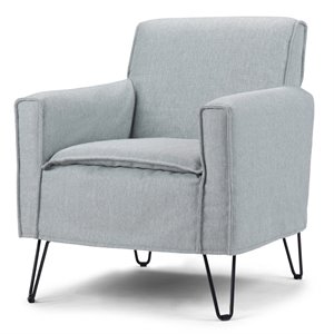 Pemberly Row Solid Wood Accent Chair with Hairpin Legs in Cool Gray