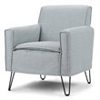 Pemberly Row Solid Wood Accent Chair with Hairpin Legs in Cool Gray