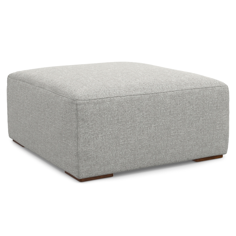 Pemberly Row Modern Table Ottoman in Pale Gray Performance Fabric