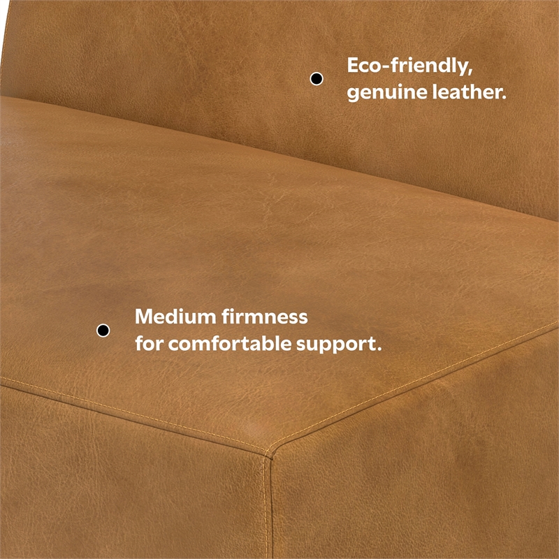 Pemberly Row Center Armless Sofa Module in Sienna Genuine Leather