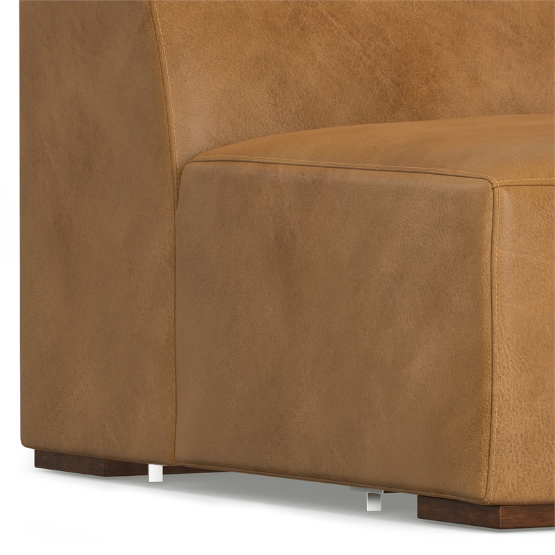 Pemberly Row Center Armless Sofa Module in Sienna Genuine Leather