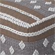 Pemberly Row Boho Square Indoor Outdoor Pouf in White and Gray