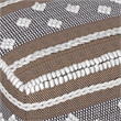Pemberly Row Boho Square Indoor Outdoor Pouf in White and Gray