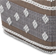 Pemberly Row Boho Square Indoor Outdoor Pouf in White and Gray