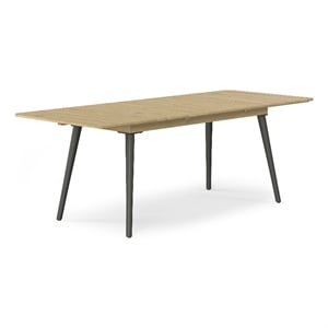Pemberly Row 87&quot Acacia Wood Outdoor Extendable Dining Table in Light Teak