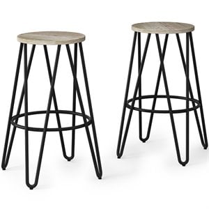 Pemberly Row 26&quot Counter Stool Set of 2 in Natural and Black