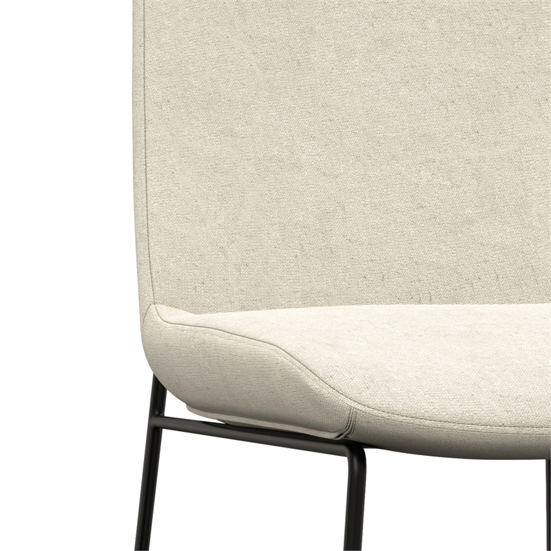 Pemberly Row Modern Dining Chair Set of 2 in Natural Linen Look Fabric