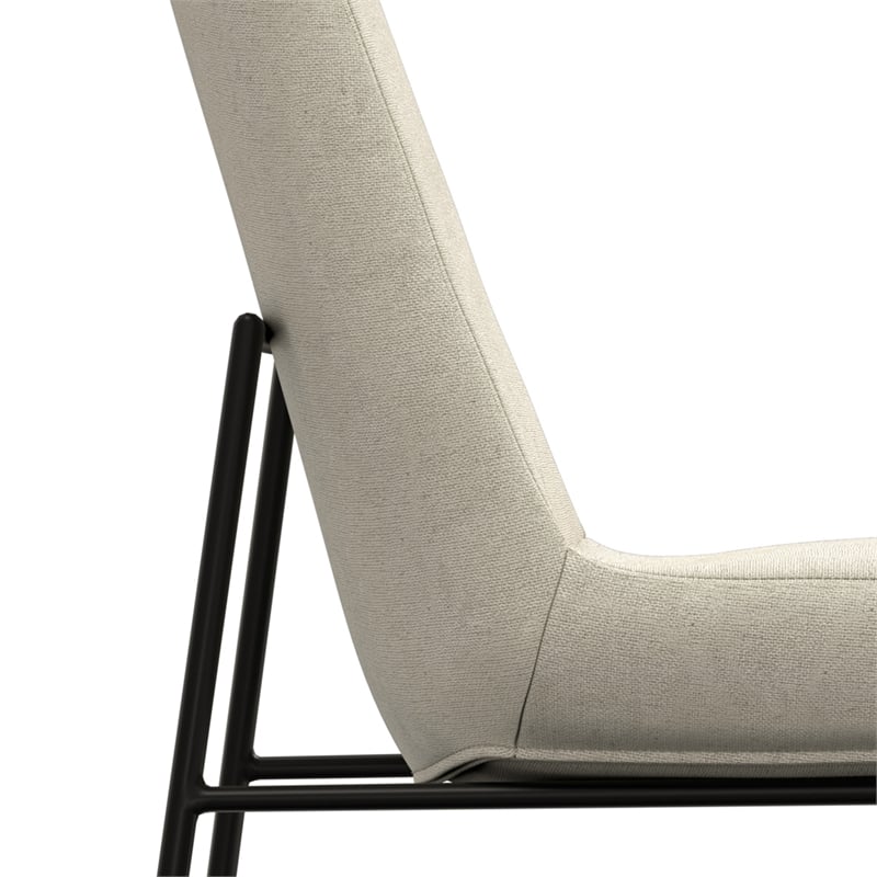 Pemberly Row Modern Dining Chair Set of 2 in Natural Linen Look Fabric