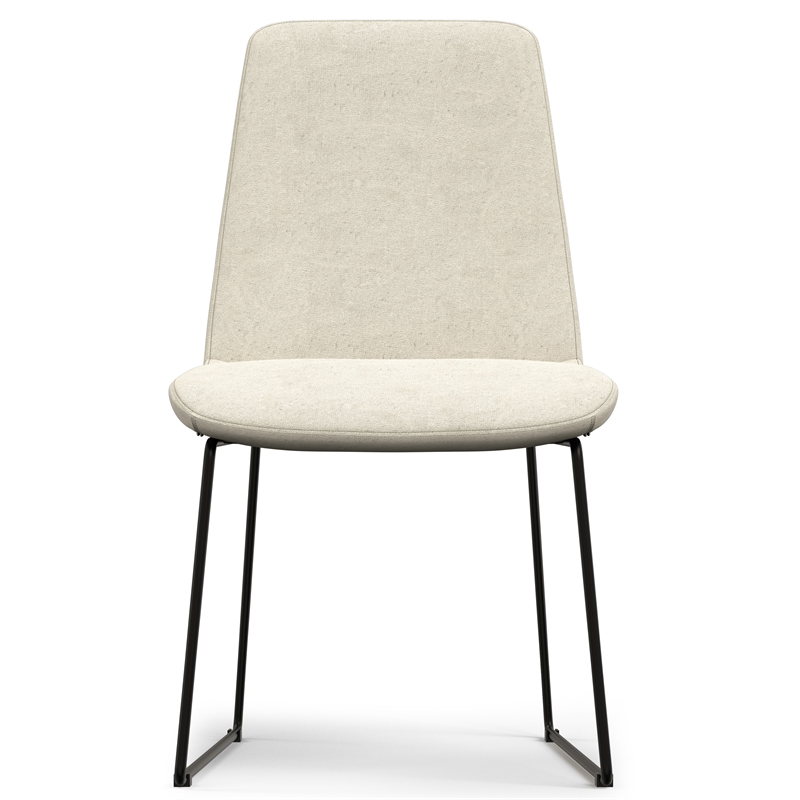 Pemberly Row Modern Dining Chair Set of 2 in Natural Linen Look Fabric