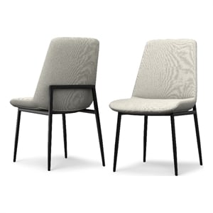 Pemberly Row Dining Chair Set of 2 in Natural Linen Look Fabric