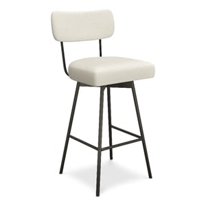 Pemberly Row Modern Swivel Bar Stool Set of 2 in Natural Polyester Linen