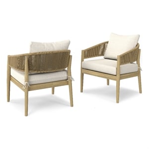 Pemberly Row 28&quot Wide Outdoor Conversation Chair Set of 2 in Natural