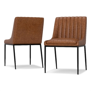 Pemberly Row Contemporary Dining Chair Set of 2 in Distressed Tan