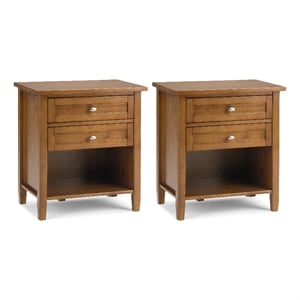 Pemberly Row 24&quot Solid Wood Nightstand Set of 2 in Light Golden Brown