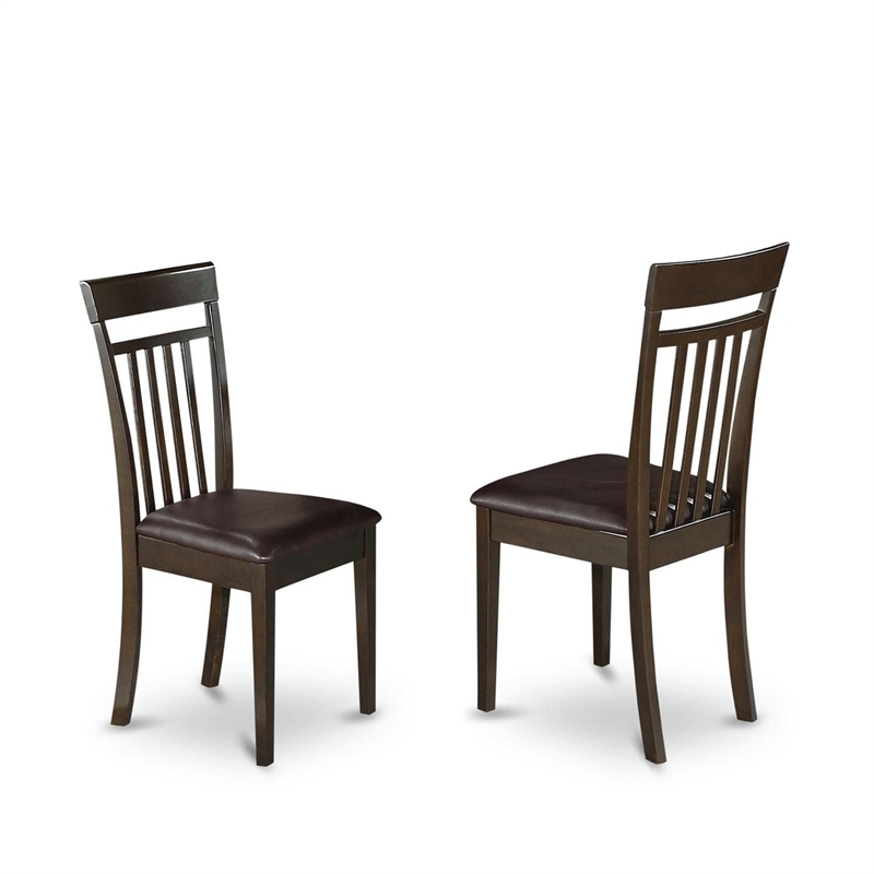 Pemberly Row Faux Leather Slat-Back Dining Chair in Cappuccino (Set of 2)