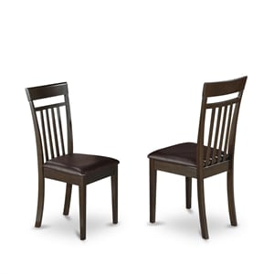 Pemberly Row Faux Leather Slat-Back Dining Chair in Cappuccino (Set of 2)