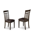 Pemberly Row Faux Leather Slat-Back Dining Chair in Cappuccino (Set of 2)