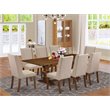 Pemberly Row 9-Piece Rectangular Wood Dining Set in Walnut/Clay