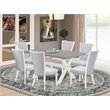 Pemberly Row 7-Piece Rectangular Wood Dining Set in Wirebrushed White