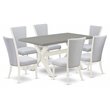 Pemberly Row 7-Piece Rectangular Wood Dining Set in Wirebrushed White