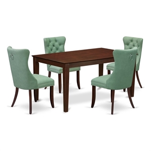 Pemberly Row 5-Piece Kitchen Table Set in Mahogany/Willow Green
