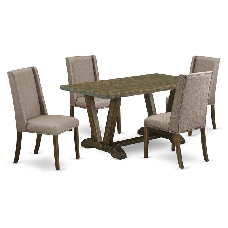 Pemberly Row 5-Piece Wood Dining Set in Jacobean Brown/Dark Khaki