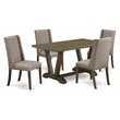 Pemberly Row 5-Piece Wood Dining Set in Jacobean Brown/Dark Khaki