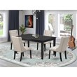 Pemberly Row 5-Piece Rectangular Wood Dining Set in Black/Cream